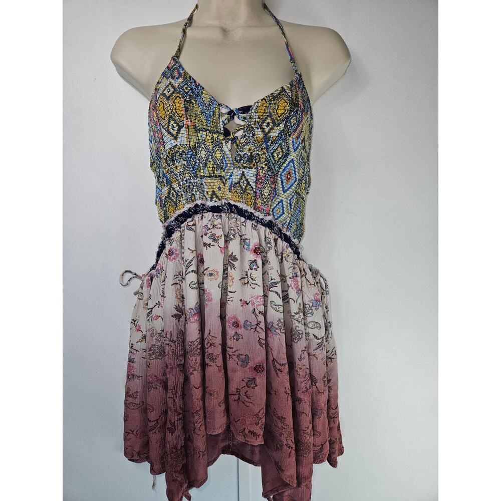 Gimmicks SZ S Bohemian tired peekaboo tank feminine floral mini dress - Picture 2 of 10